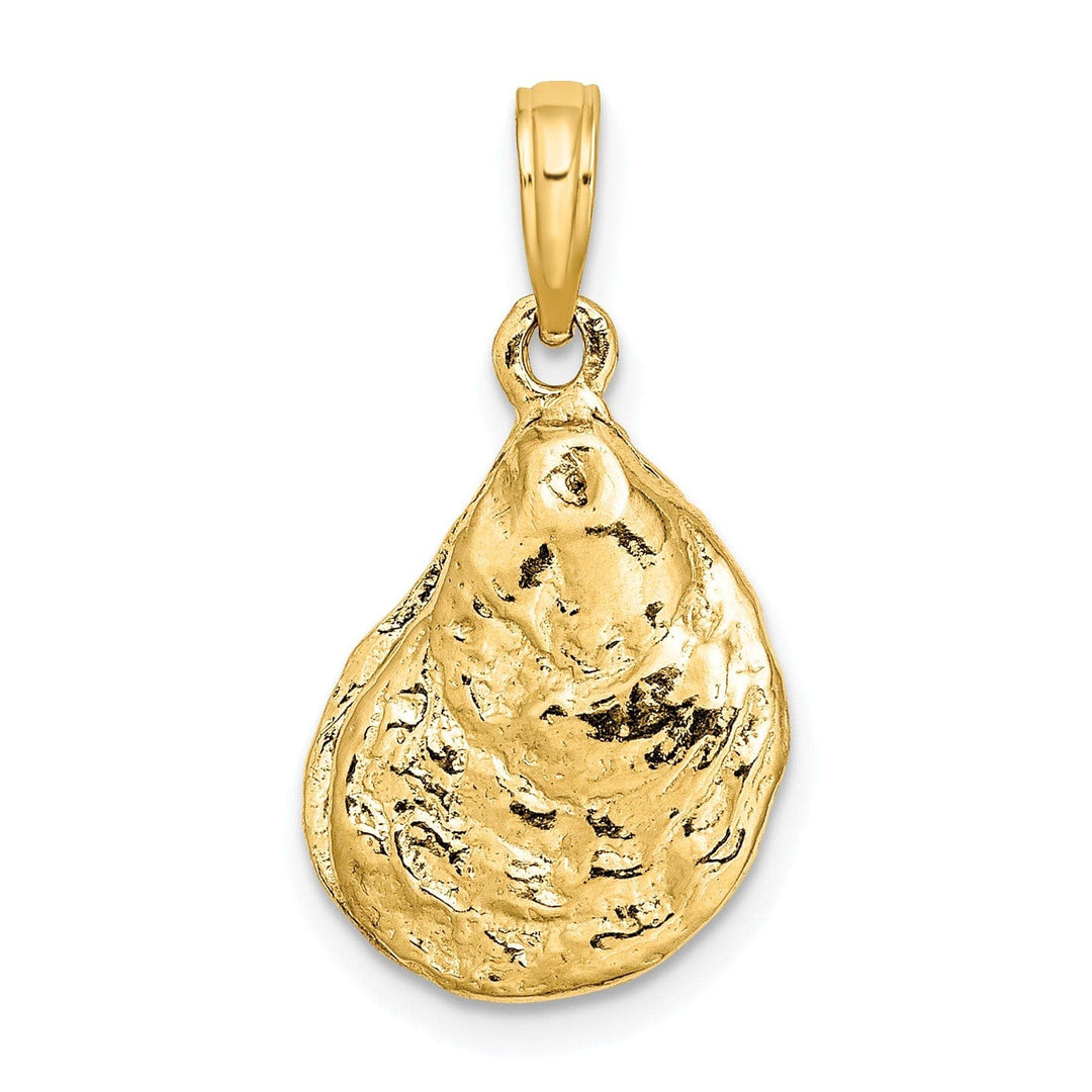 Lovely Rita's Pendants & Charms 14K Yellow Gold 3-Dimensional Polished Texture Finish Oyster Shell Charm Pendant