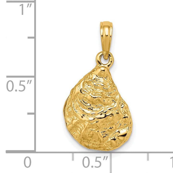 Lovely Rita's Pendants & Charms 14K Yellow Gold 3-Dimensional Polished Texture Finish Oyster Shell Charm Pendant