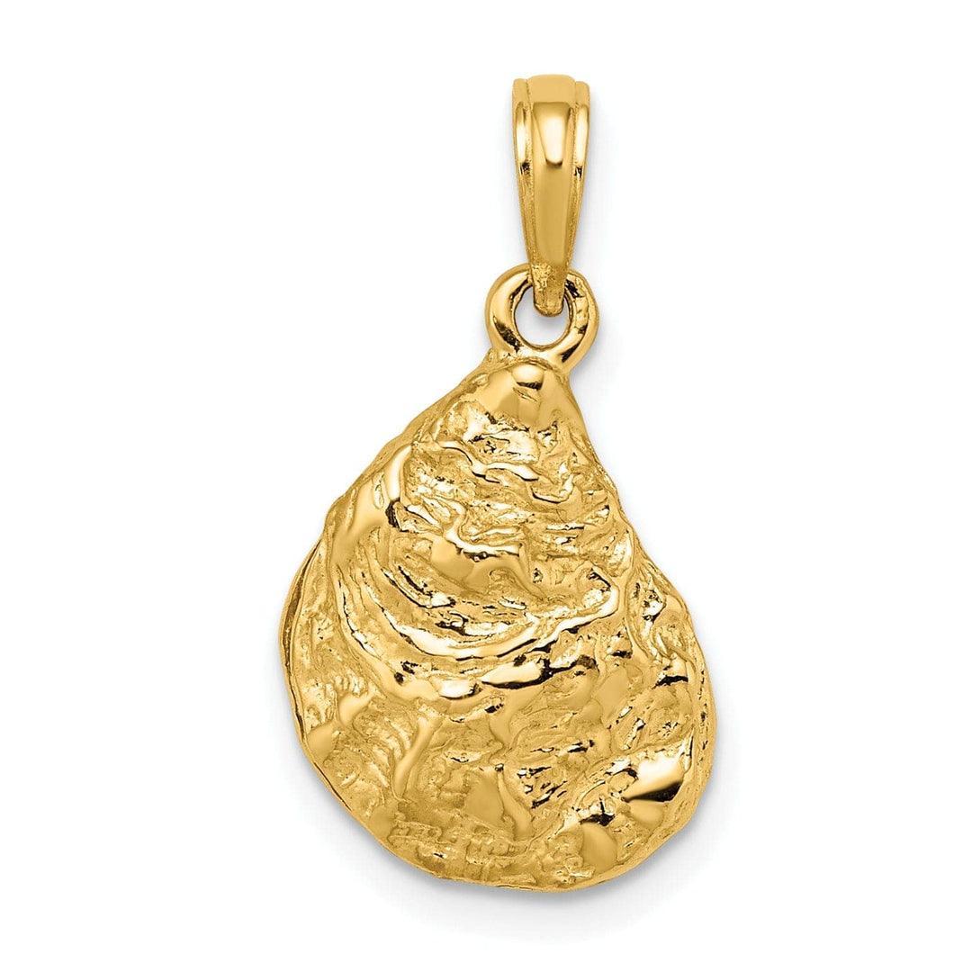 Lovely Rita's Pendants & Charms 14K Yellow Gold 3-Dimensional Polished Texture Finish Oyster Shell Charm Pendant