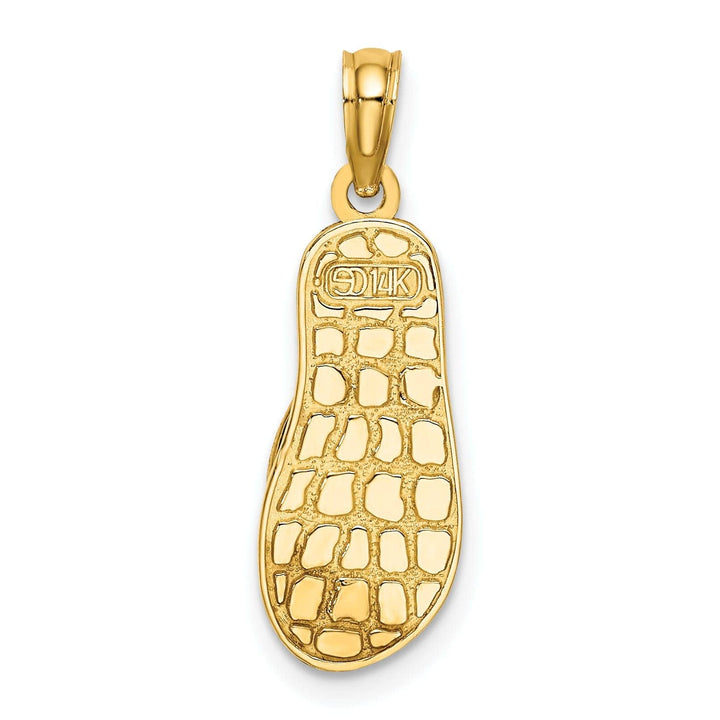 Lovely Rita's Pendants & Charms 14K Yellow Gold 3-Dimensional Polished Texture Green Strip Enamel Finish with Anchor Flip-Flop Design Sandle Charm Pendant