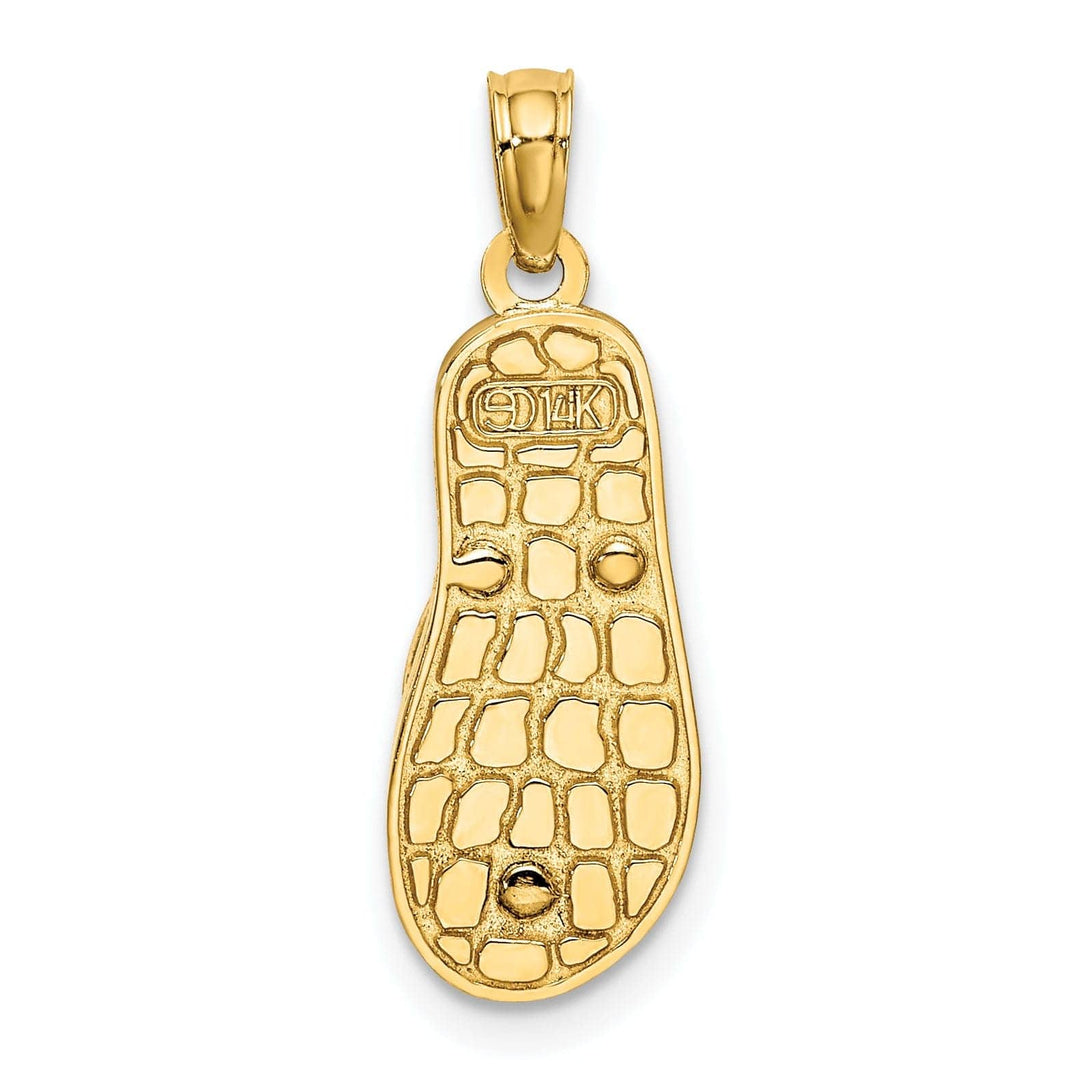 Lovely Rita's Pendants & Charms 14K Yellow Gold 3-Dimensional Polished Texture Red Checkered Enamel Finish with Sea Shell Flip-Flop Design Sandle Charm Pendant