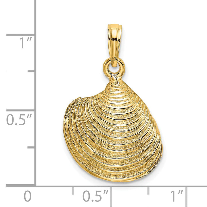 Lovely Rita's Pendants & Charms 14K Yellow Gold 3-Dimensional Polished Textured Finish Clam Shell Charm Pendant