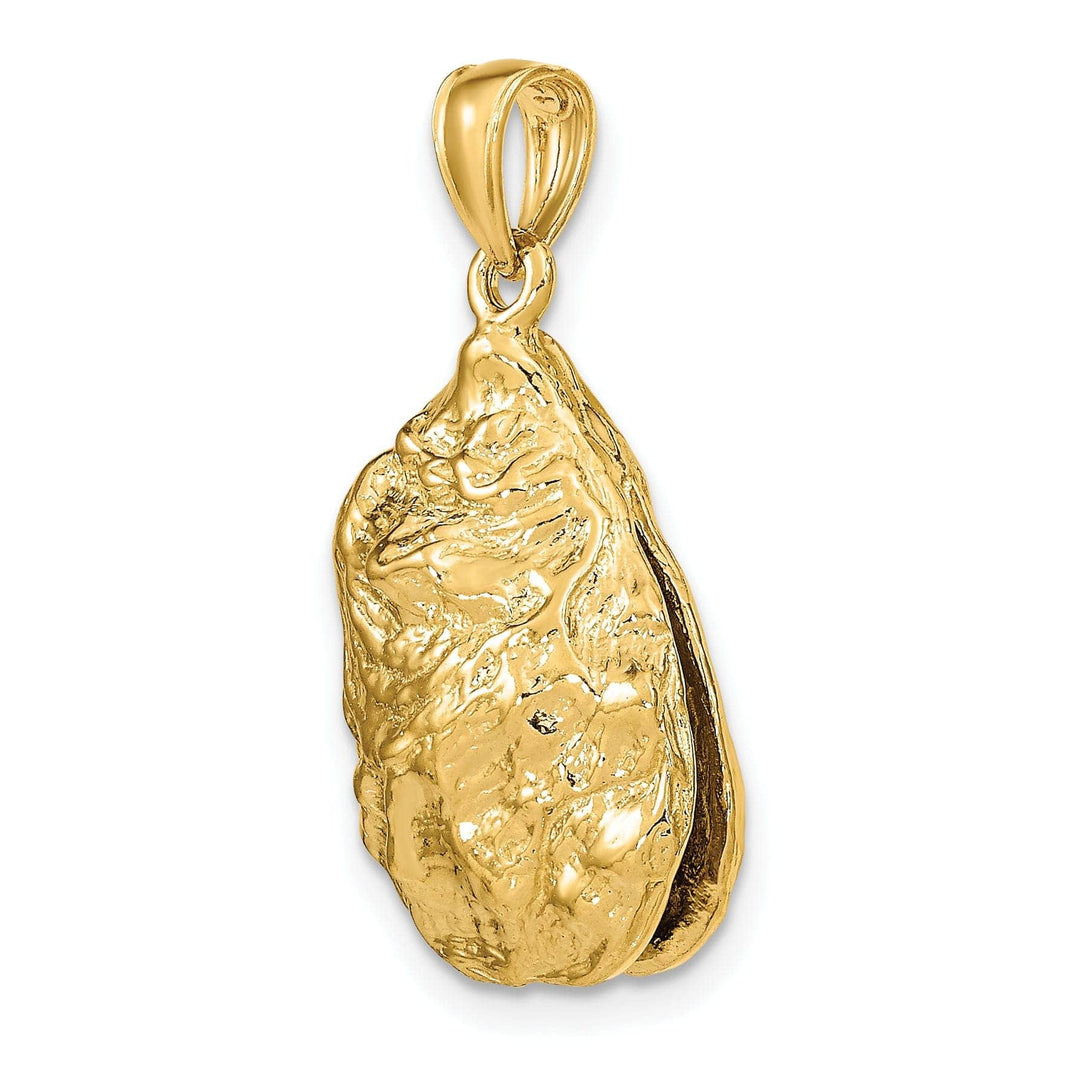Lovely Rita's Pendants & Charms 14K Yellow Gold 3-Dimensional Polished Textured Finish Oyster Shell Charm Pendant