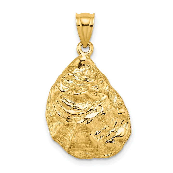 Lovely Rita's Pendants & Charms 14K Yellow Gold 3-Dimensional Polished Textured Finish Oyster Shell Charm Pendant