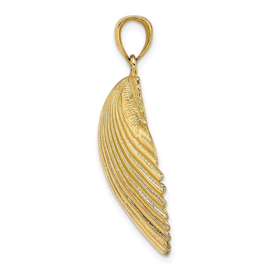 Lovely Rita's Pendants & Charms 14K Yellow Gold 3-Dimensional Polished Textured Finish Scallop Sea Shell Charm Pendant