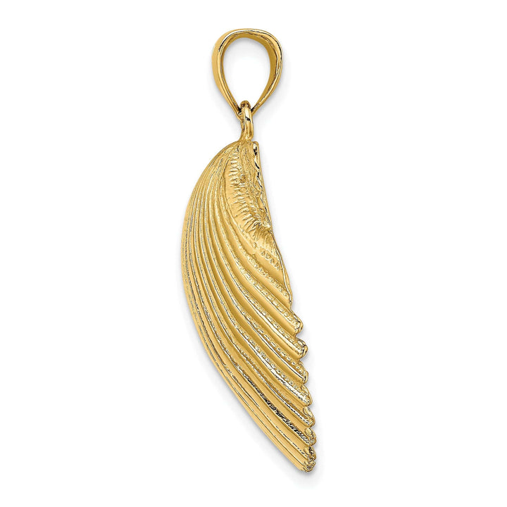 Lovely Rita's Pendants & Charms 14K Yellow Gold 3-Dimensional Polished Textured Finish Scallop Sea Shell Charm Pendant