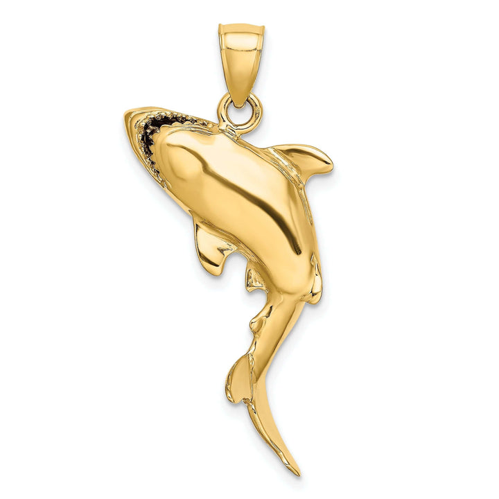 Lovely Rita's Pendants & Charms 14K Yellow Gold 3-Dimensional Polished Textured Finish Shark Fish Charm Pendant