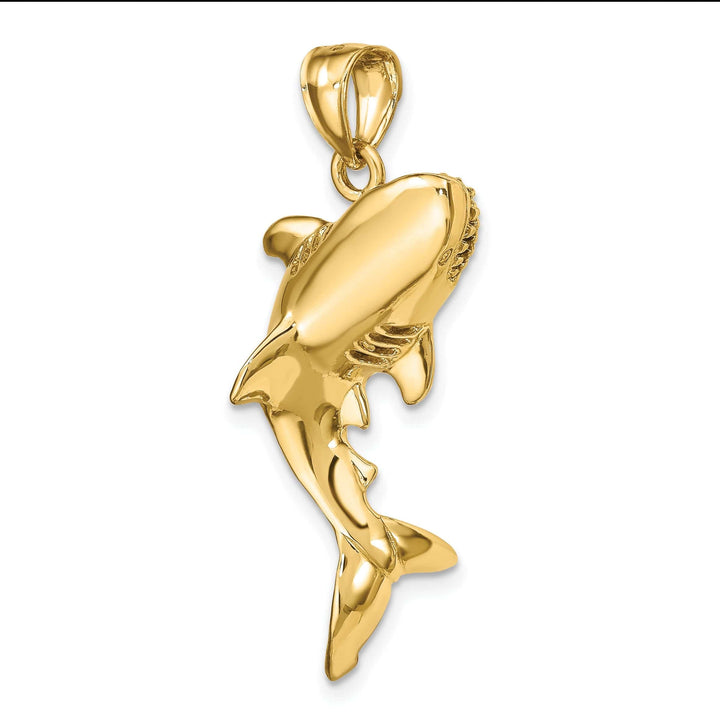 Lovely Rita's Pendants & Charms 14K Yellow Gold 3-Dimensional Polished Textured Finish Shark Fish Charm Pendant