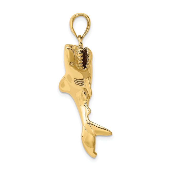 Lovely Rita's Pendants & Charms 14K Yellow Gold 3-Dimensional Polished Textured Finish Shark Fish Charm Pendant