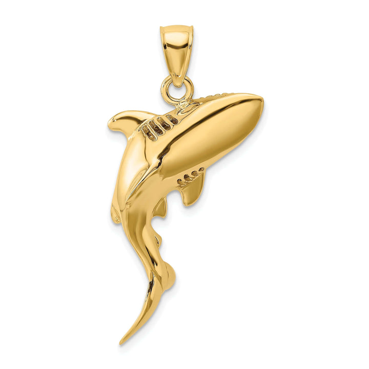 Lovely Rita's Pendants & Charms 14K Yellow Gold 3-Dimensional Polished Textured Finish Shark Fish Charm Pendant