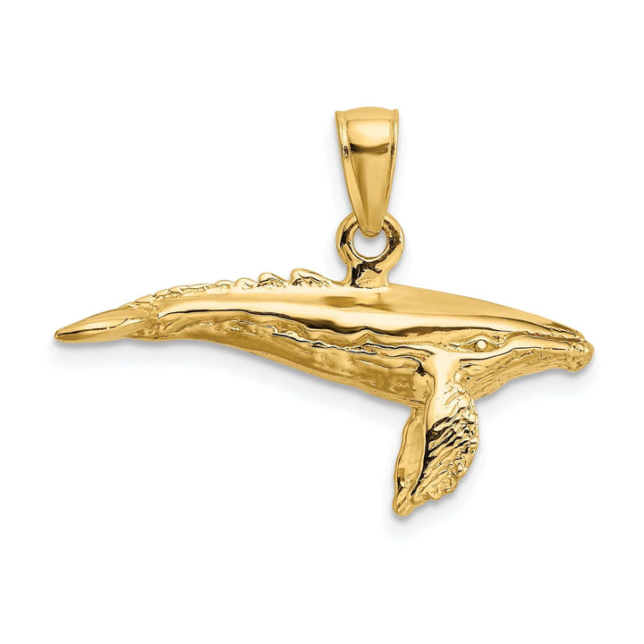 Lovely Rita's Pendants & Charms 14K Yellow Gold 3-Dimensional Polished Textured Finish Underside Humpback Whale Charm Pendant