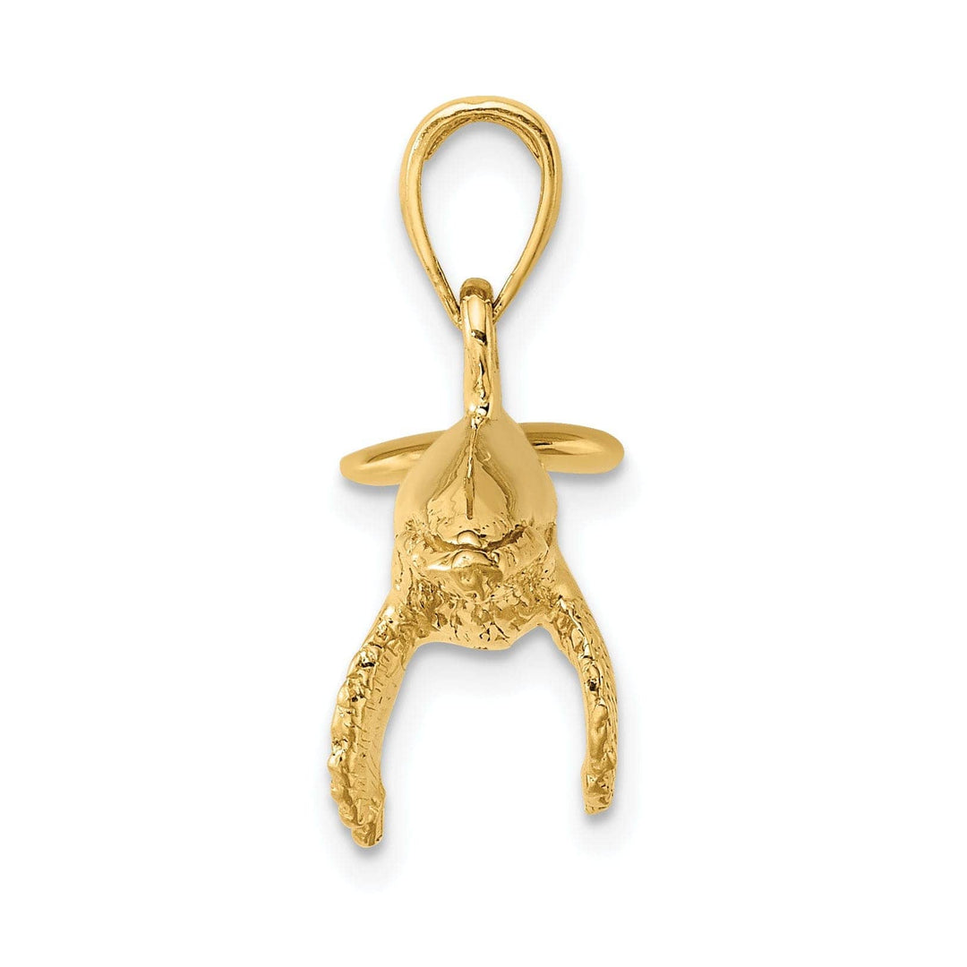 Lovely Rita's Pendants & Charms 14K Yellow Gold 3-Dimensional Polished Textured Finish Underside Humpback Whale Charm Pendant
