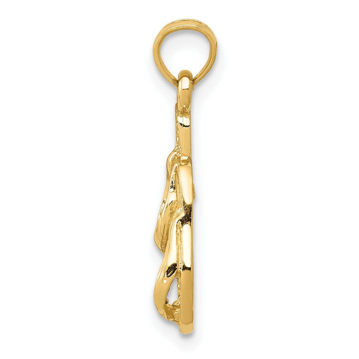 Lovely Rita's Pendants & Charms 14k Yellow Gold 3-Dimensional Solid Texture Polished Finish Pair of Flip Flop Sandles Charm Pendant