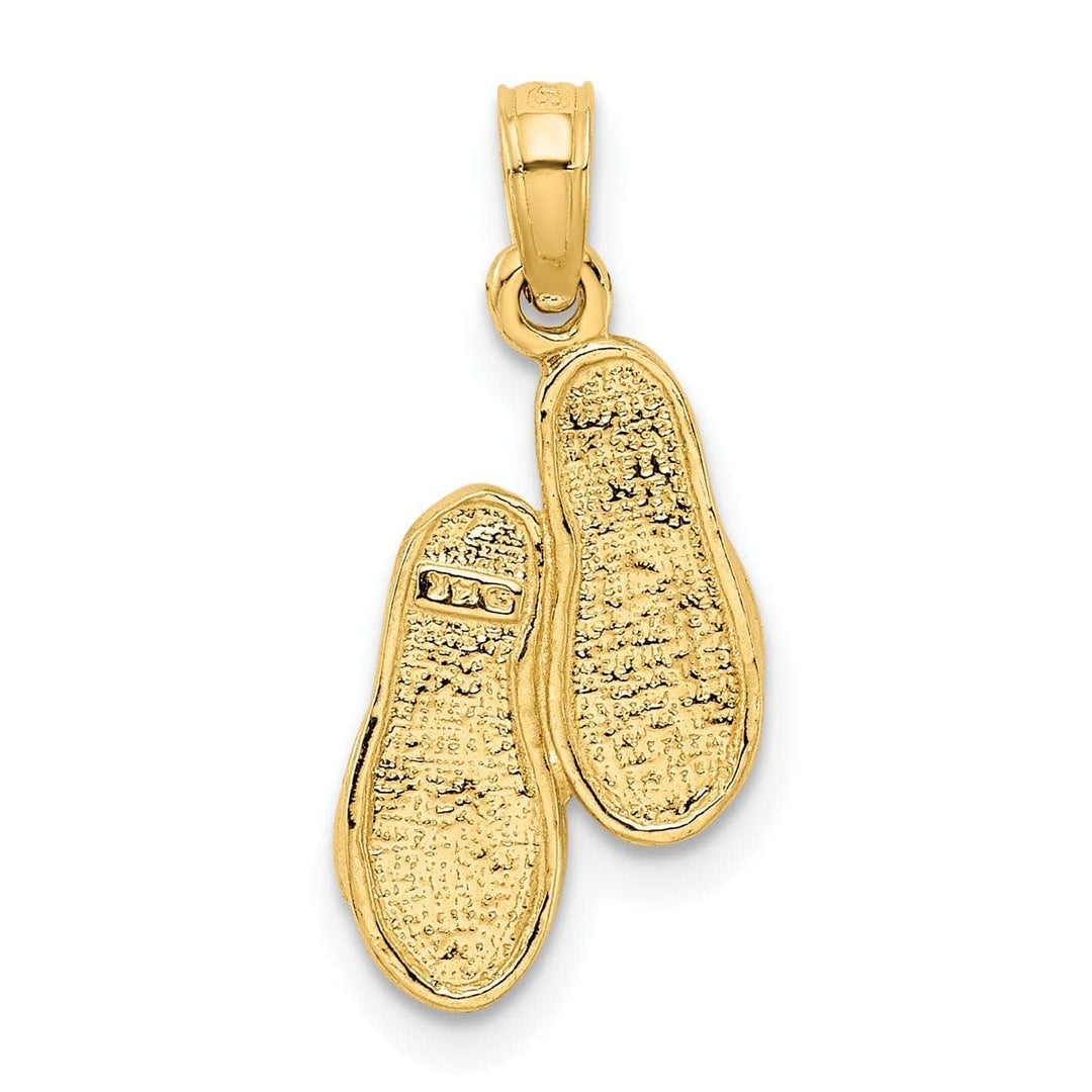 Lovely Rita's Pendants & Charms 14k Yellow Gold 3-Dimensional Solid Texture Polished Finish Pair of Flip Flop Sandles Charm Pendant