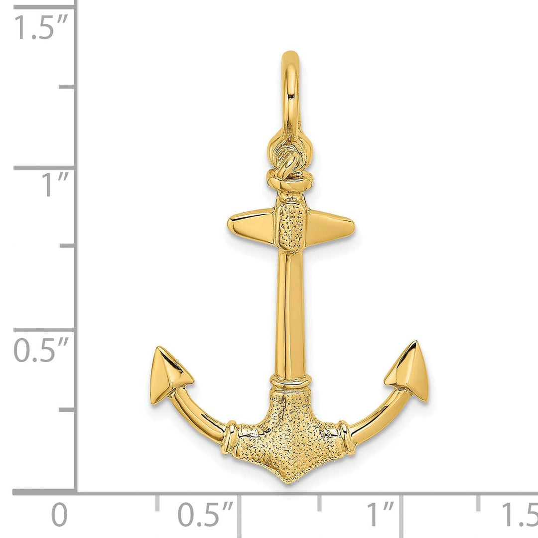 Lovely Rita's Pendants & Charms 14K Yellow Gold 3-Dimensional Texture Polished Finish Anchor Charm Pendant