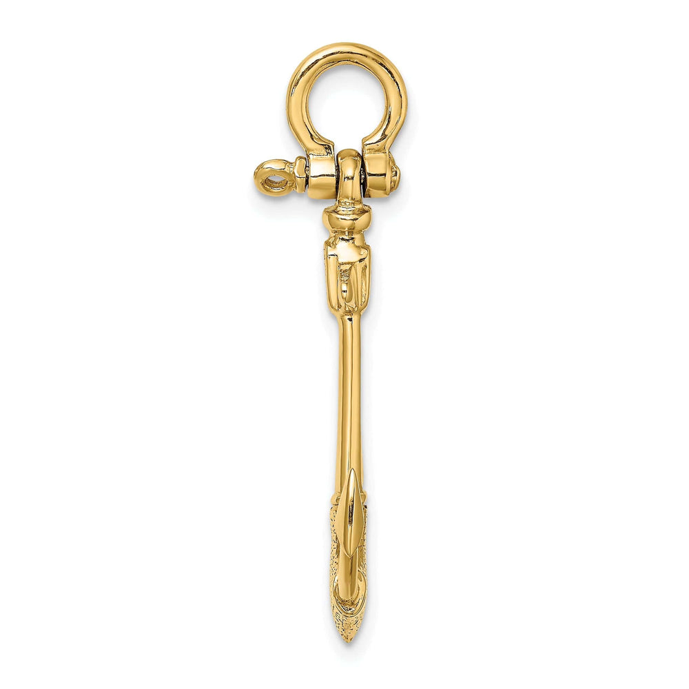Lovely Rita's Pendants & Charms 14K Yellow Gold 3-Dimensional Texture Polished Finish Anchor Charm Pendant