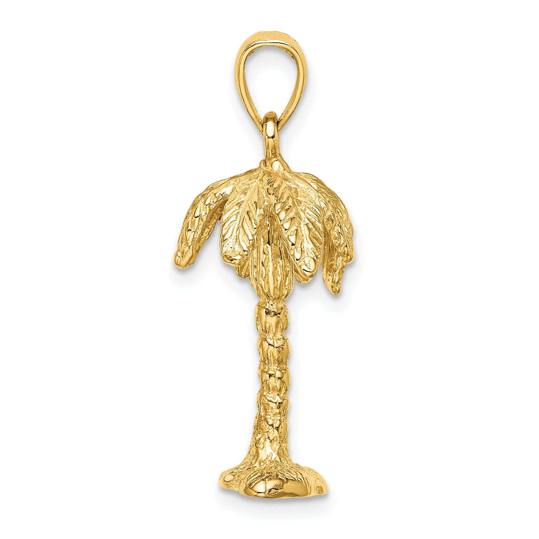 Lovely Rita's Pendants & Charms 14K Yellow Gold 3-Dimensional Textured Finish Palm Tree Charm Pendant