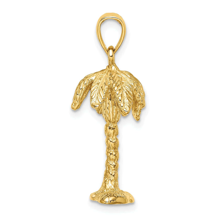 Lovely Rita's Pendants & Charms 14K Yellow Gold 3-Dimensional Textured Finish Palm Tree Charm Pendant