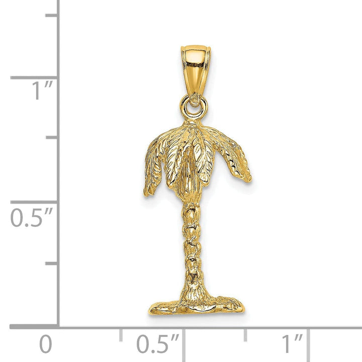 Lovely Rita's Pendants & Charms 14K Yellow Gold 3-Dimensional Textured Finish Palm Tree Charm Pendant