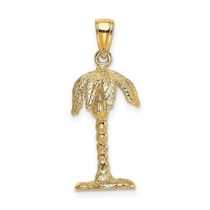 Lovely Rita's Pendants & Charms 14K Yellow Gold 3-Dimensional Textured Finish Palm Tree Charm Pendant