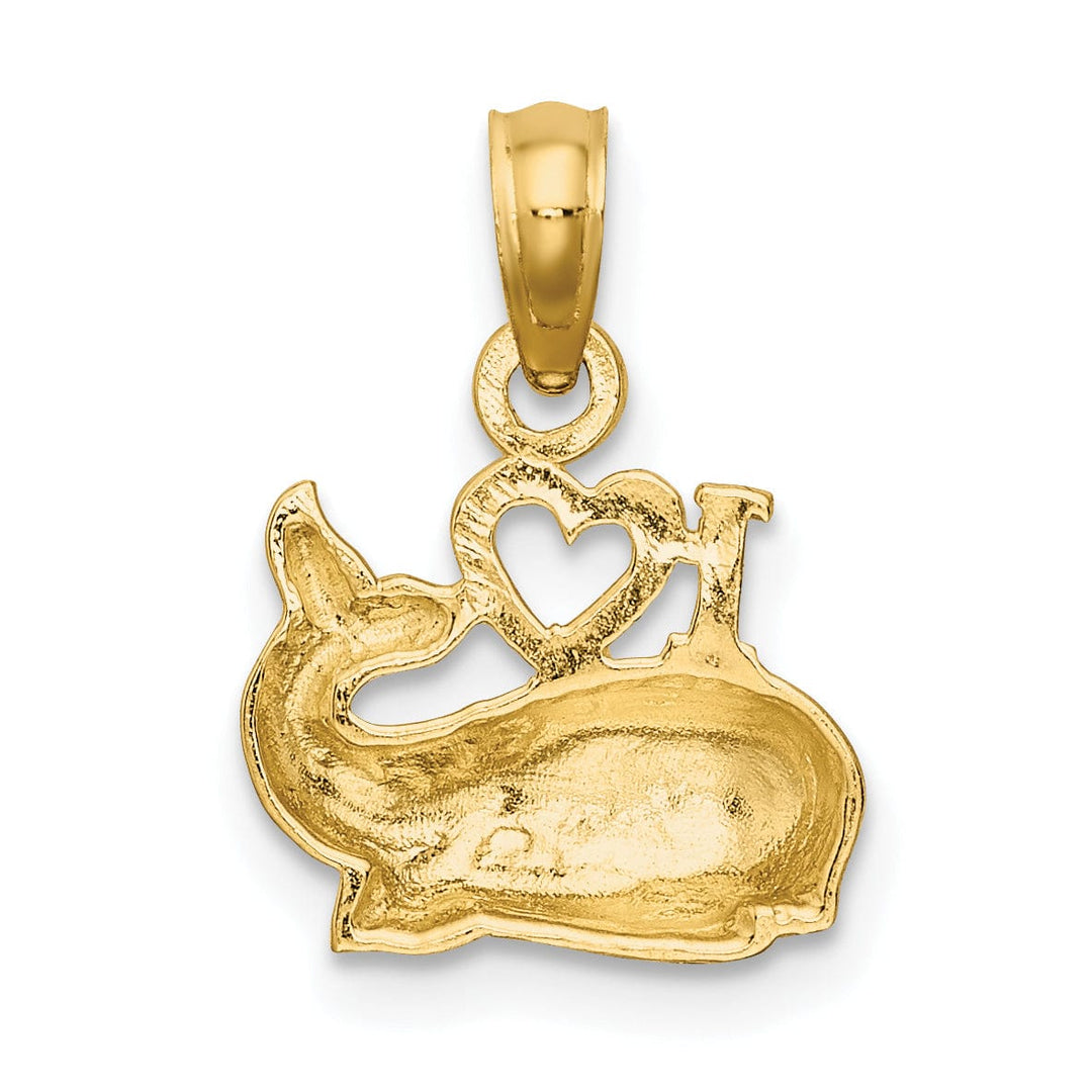 Lovely Rita's Pendants & Charms 14K Yellow Gold 3-Dimensional Textured Polished Finish I HEART Design Whale Charm Pendant