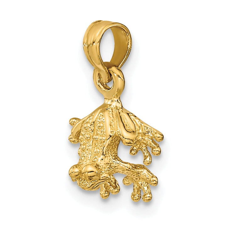 Lovely Rita's Pendants & Charms 14K Yellow Gold 3-Dimensional Textured Polished Finish Mini Frog Facing Down Design Charm Pendant