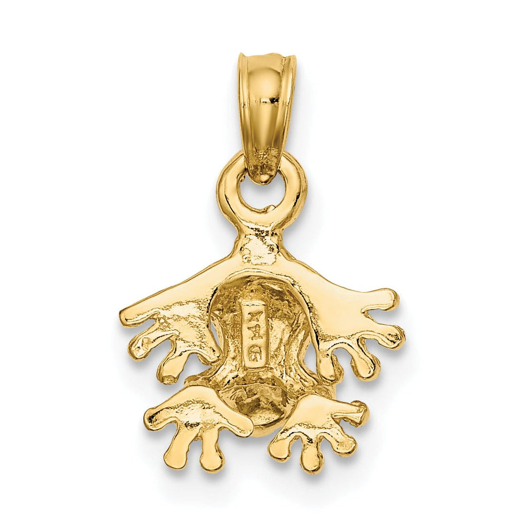 Lovely Rita's Pendants & Charms 14K Yellow Gold 3-Dimensional Textured Polished Finish Mini Frog Facing Down Design Charm Pendant