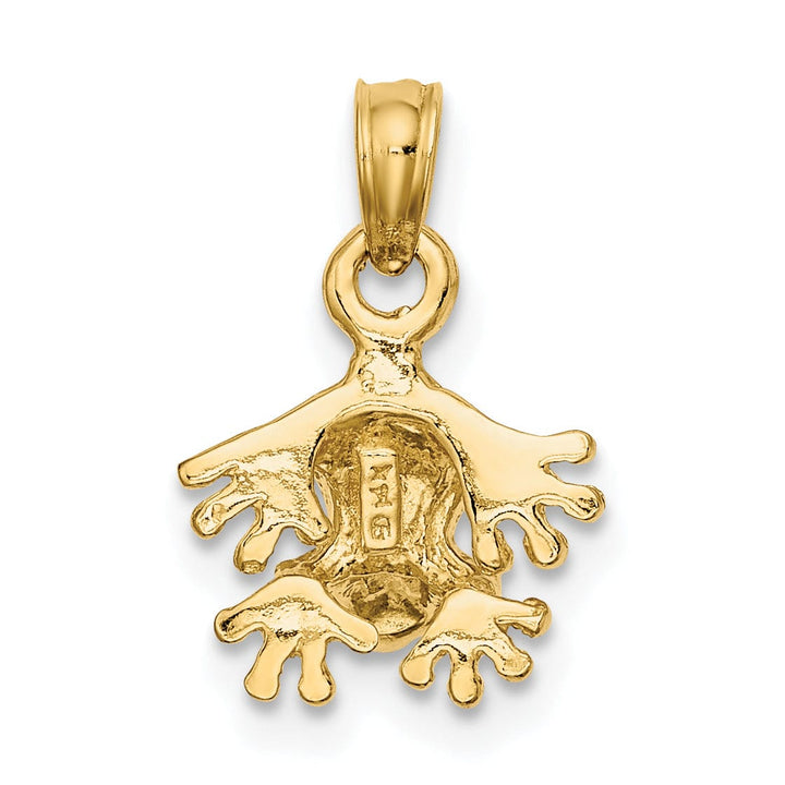 Lovely Rita's Pendants & Charms 14K Yellow Gold 3-Dimensional Textured Polished Finish Mini Frog Facing Down Design Charm Pendant