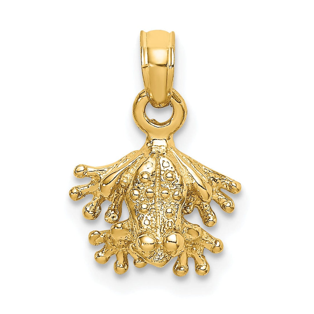 Lovely Rita's Pendants & Charms 14K Yellow Gold 3-Dimensional Textured Polished Finish Mini Frog Facing Down Design Charm Pendant