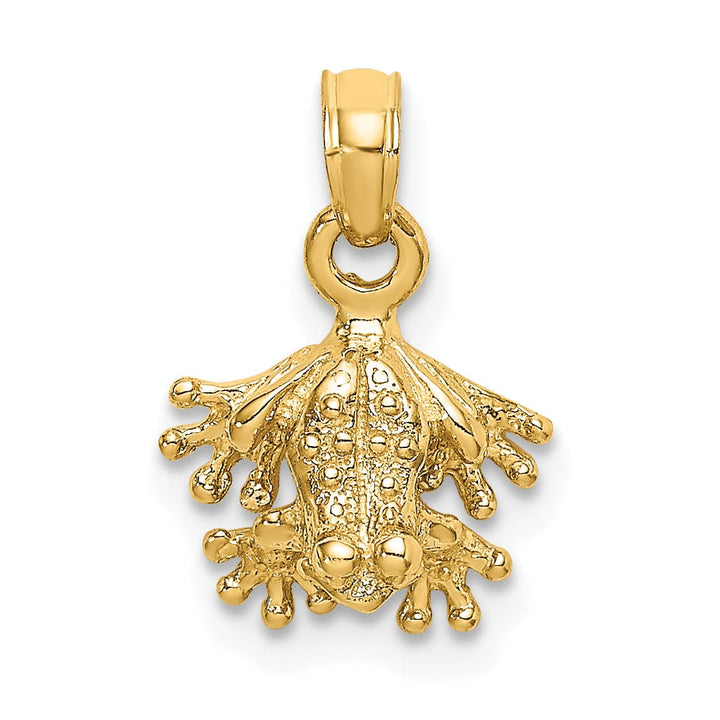 Lovely Rita's Pendants & Charms 14K Yellow Gold 3-Dimensional Textured Polished Finish Mini Frog Facing Down Design Charm Pendant