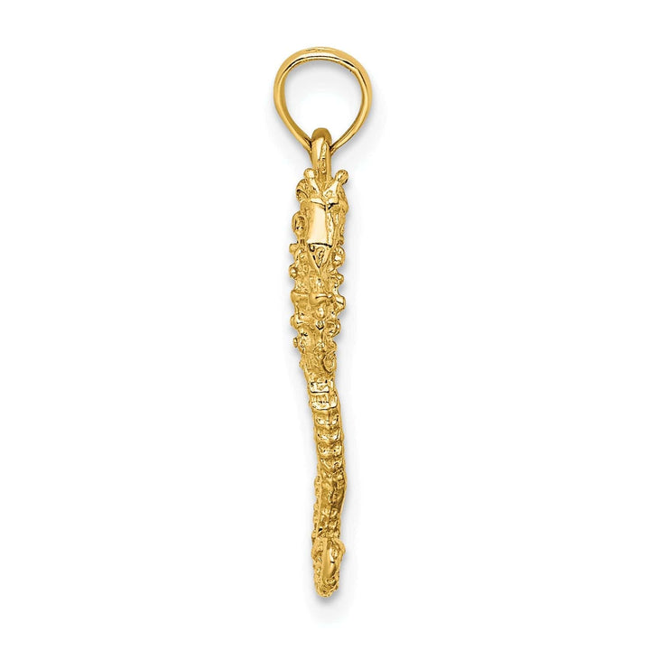 Lovely Rita's Pendants & Charms 14k Yellow Gold 3-Dimensional Textured Polished Finish Seahorse Charm Pendant