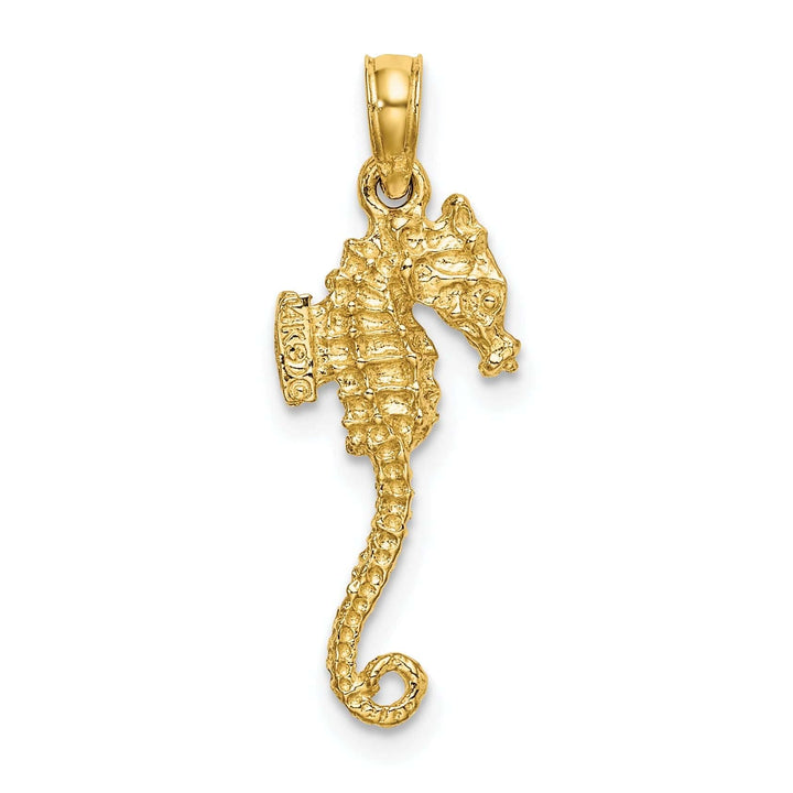 Lovely Rita's Pendants & Charms 14k Yellow Gold 3-Dimensional Textured Polished Finish Seahorse Charm Pendant