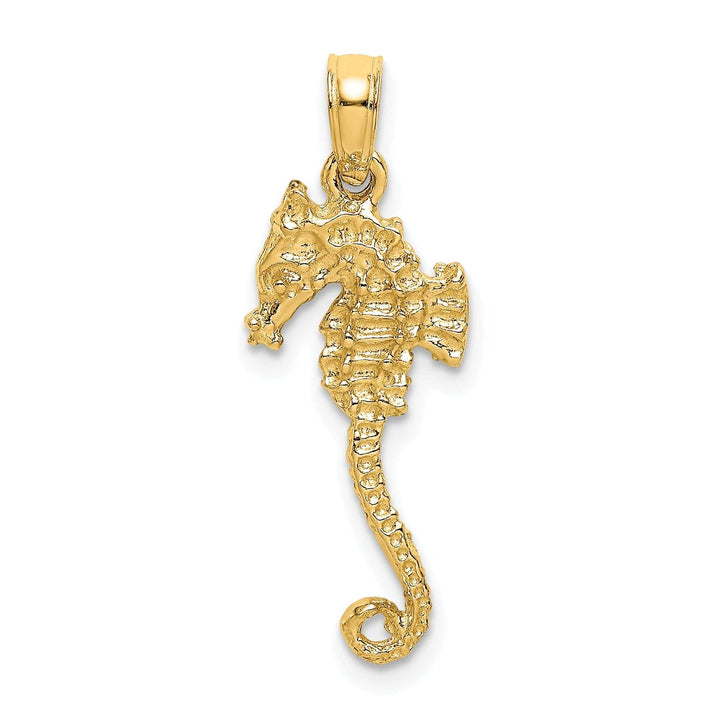 Lovely Rita's Pendants & Charms 14k Yellow Gold 3-Dimensional Textured Polished Finish Seahorse Charm Pendant