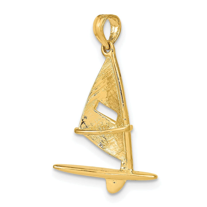 Lovely Rita's Pendants & Charms 14K Yellow Gold 3-Dimensional Textured Polished Finish Windsail Surfing Board Charm Pendant