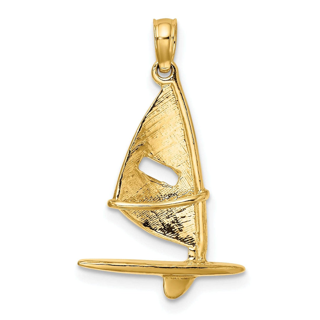 Lovely Rita's Pendants & Charms 14K Yellow Gold 3-Dimensional Textured Polished Finish Windsail Surfing Board Charm Pendant