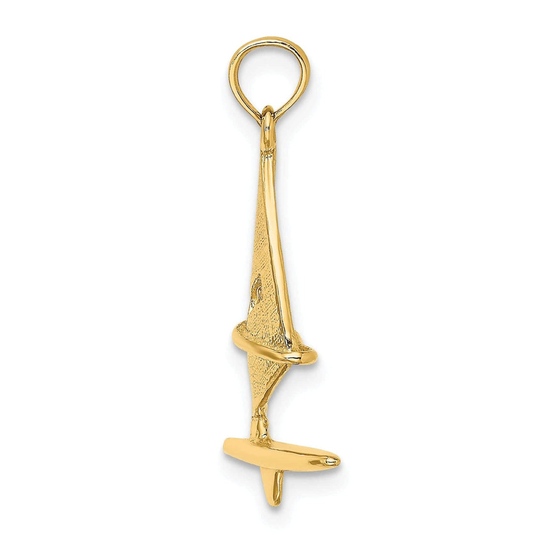 Lovely Rita's Pendants & Charms 14K Yellow Gold 3-Dimensional Textured Polished Finish Windsail Surfing Board Charm Pendant