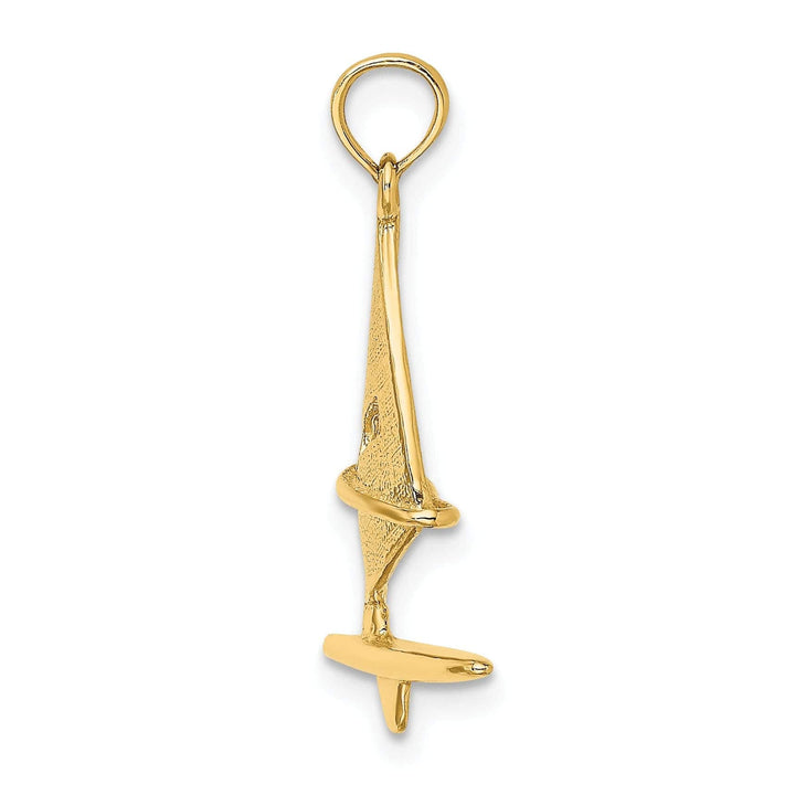 Lovely Rita's Pendants & Charms 14K Yellow Gold 3-Dimensional Textured Polished Finish Windsail Surfing Board Charm Pendant