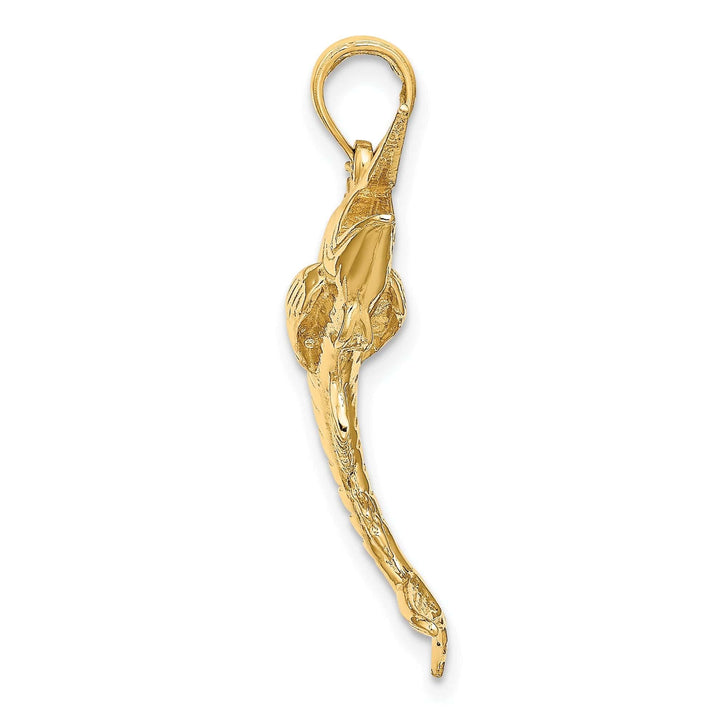 Lovely Rita's Pendants & Charms 14K Yellow Gold 3-Dimensional Textured Polished Satin Finish Blue Marlin Fish Charm Pendant