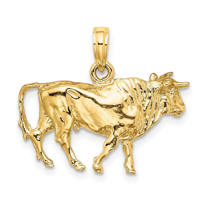 Lovely Rita's Pendants & Charms 14K Yellow Gold 3-Dimentional Polished Finish Bull with Horns Charm Pendant