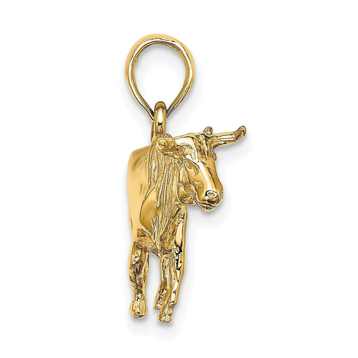 Lovely Rita's Pendants & Charms 14K Yellow Gold 3-Dimentional Polished Finish Bull with Horns Charm Pendant
