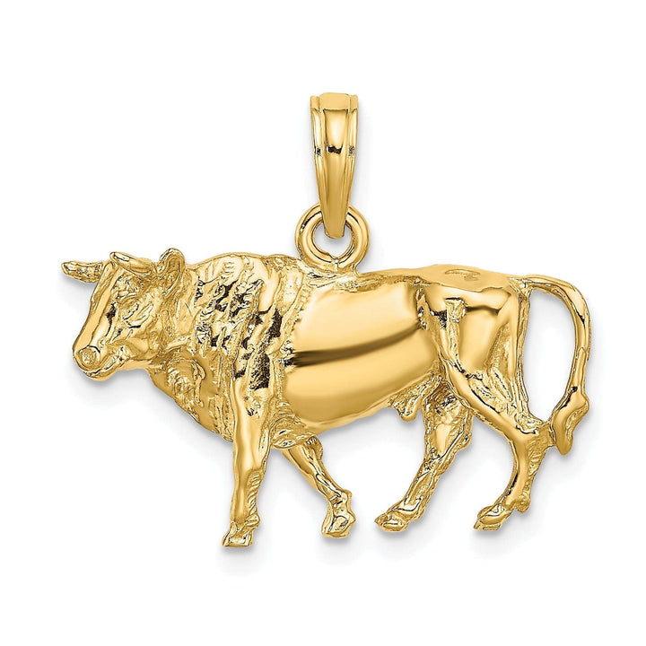 Lovely Rita's Pendants & Charms 14K Yellow Gold 3-Dimentional Polished Finish Bull with Horns Charm Pendant