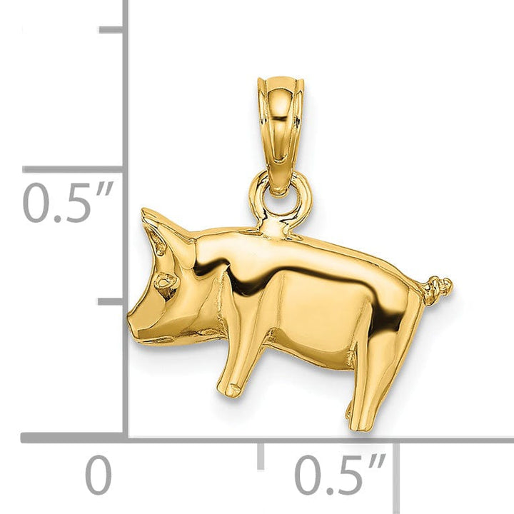 Lovely Rita's Pendants & Charms 14K Yellow Gold 3-Dimentional Polished Finish Pig with Curly Tail Charm Pendant