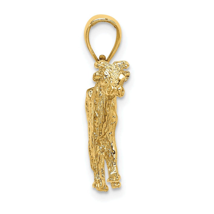 Lovely Rita's Pendants & Charms 14K Yellow Gold 3-Dimentional Textured Polished Finish Cow Charm Pendant
