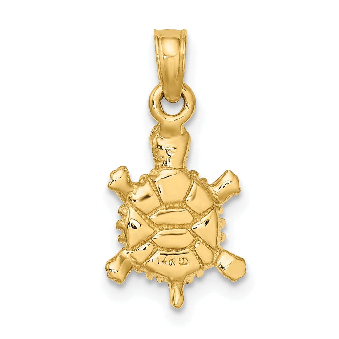 Lovely Rita's Pendants & Charms 14K Yellow Gold 3D Solid Casted Textured and Polished Finish Land Turtle Charm Pendant