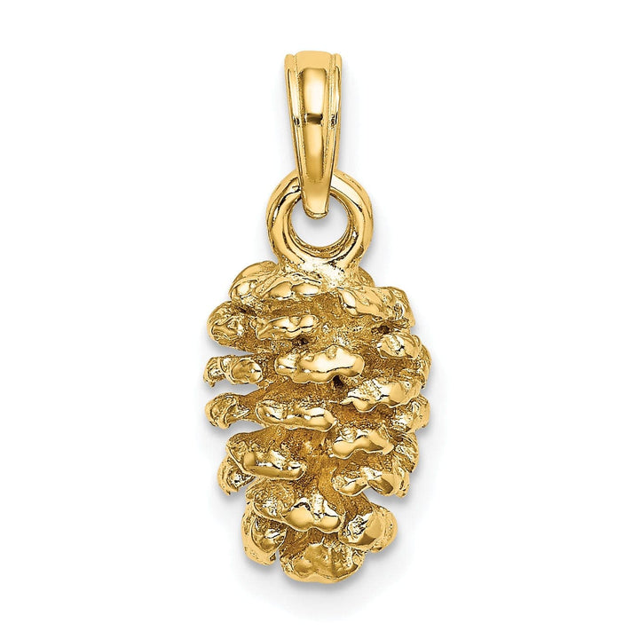 Lovely Rita's Pendants & Charms 14k Yellow Gold 3D Solid Textured Polished Finish Pinecone Charm Pendant