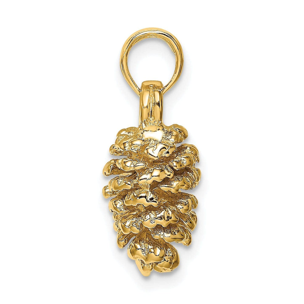 Lovely Rita's Pendants & Charms 14k Yellow Gold 3D Solid Textured Polished Finish Pinecone Charm Pendant