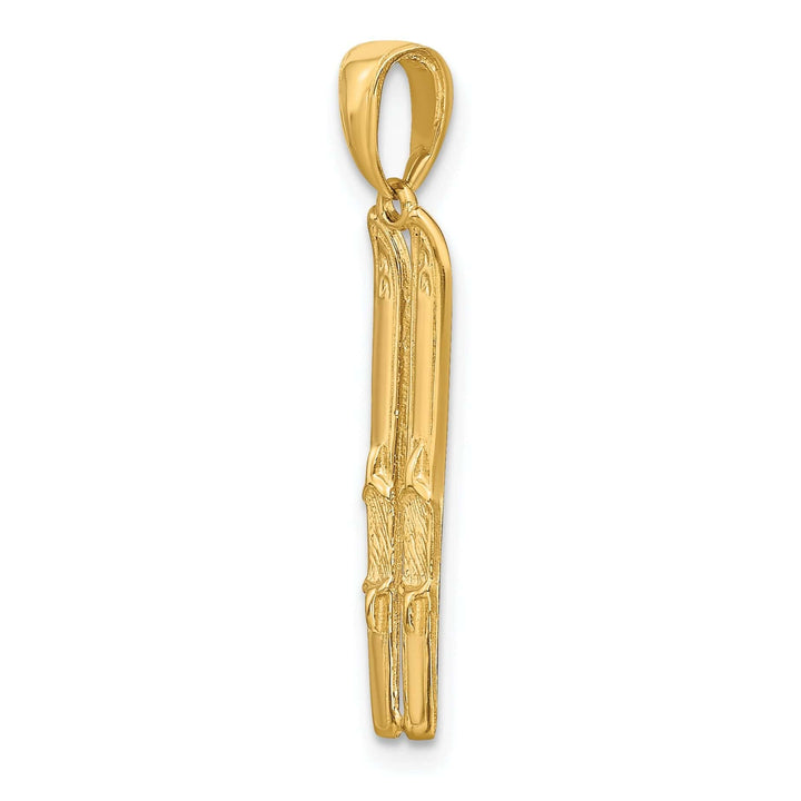 Lovely Rita's Pendants & Charms 14k Yellow Gold 3D Two Snow Skis Charm Pendant