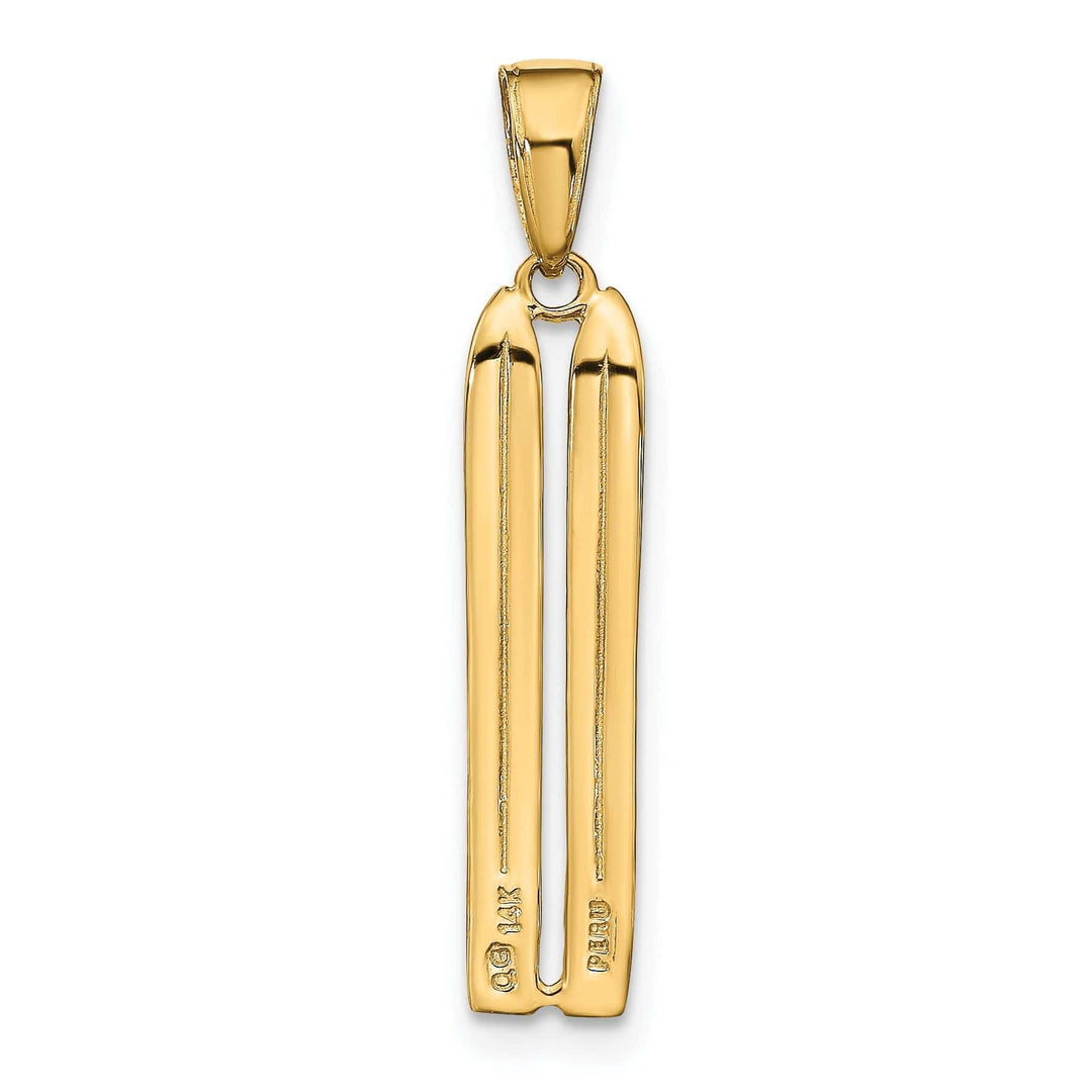 Lovely Rita's Pendants & Charms 14k Yellow Gold 3D Two Snow Skis Charm Pendant