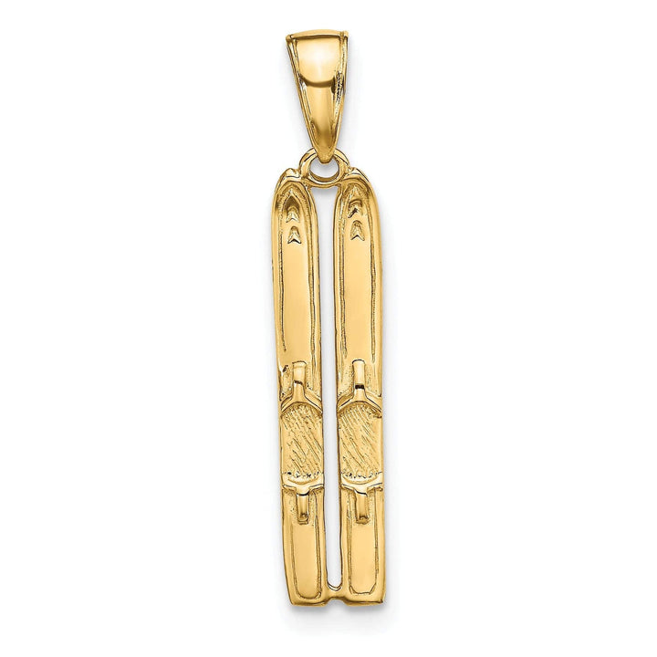 Lovely Rita's Pendants & Charms 14k Yellow Gold 3D Two Snow Skis Charm Pendant