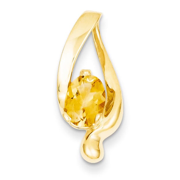 Lovely Rita's Pendants & Charms 14k Yellow Gold 8x6m Oval Citrine Slide Pendant